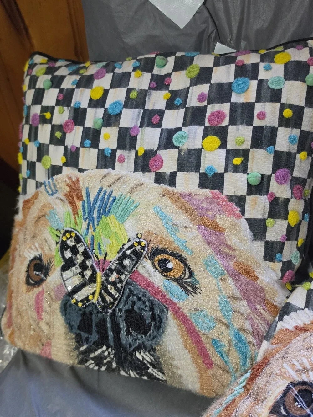 MacKenzie-Childs Puppy Dot Throw Pillow